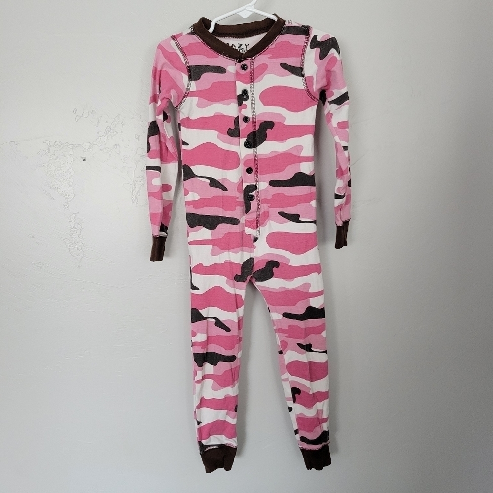 Lazy One Toddler Girl 4T Pink Camo One Piece Pajamas Deeriaire Bum Flap Deer